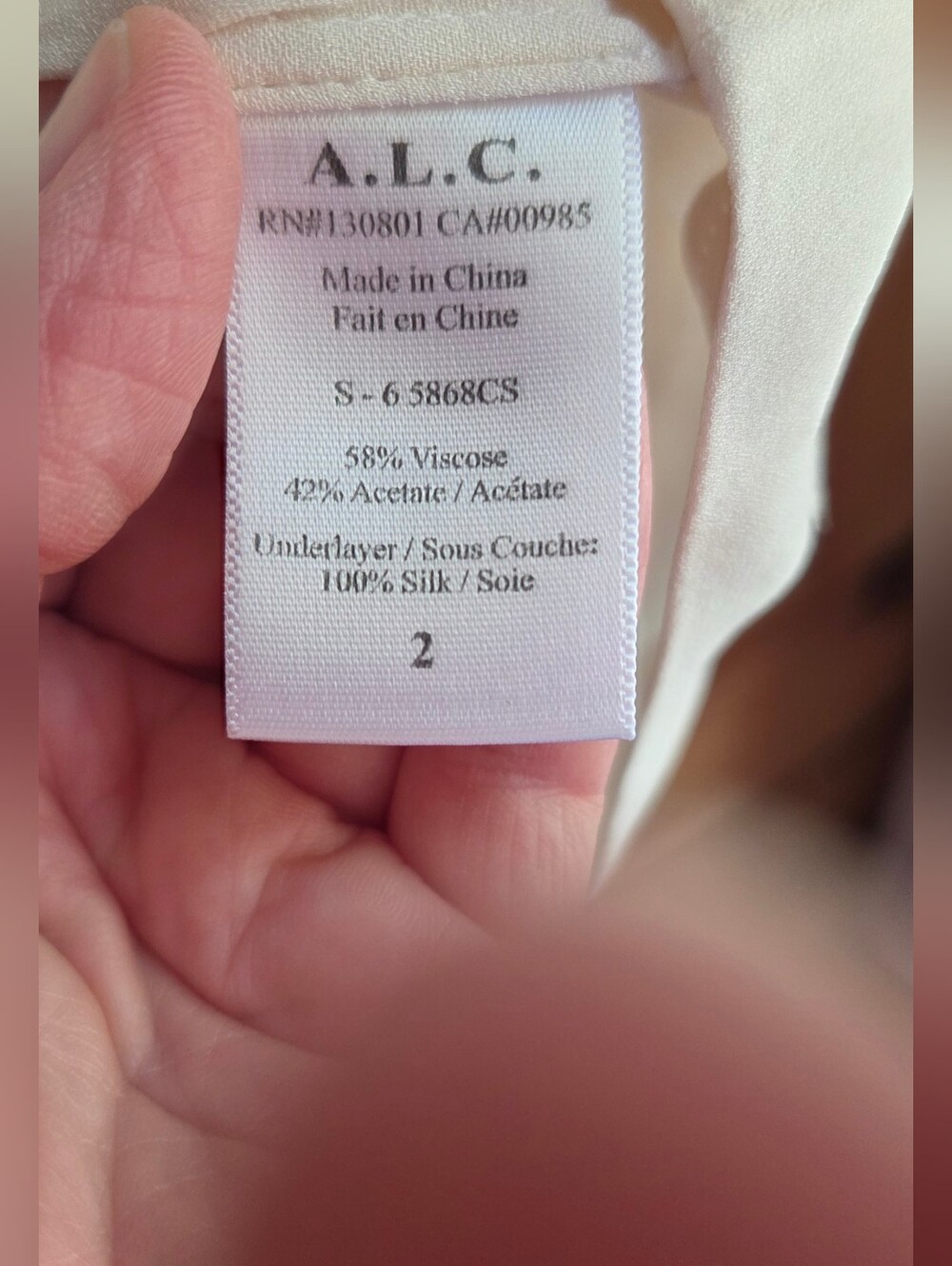 A.L.C. Women's Cream Lined Sleeveless Top Size Small - Picture 3 of 7